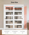 Space Saving Sliding Closet Doors Kit For 60 Inch Opening, 31 Inch Panels, 80 Inch High Frosted Glass 5 Lite Double Doors