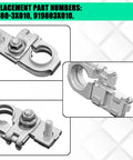 Heavy Duty Positive Battery Terminal Top Post Clamp With Cap And Nuts For Hyundai Kia Tight Bolt On Fits Like A Glove Boss Grade Upgrade 919803X010 viewed from multiple angles