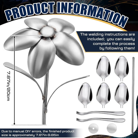 3D Flower Welding Practice Kit Newbie Friendly With 10 Piece Carbon Steel Set showcasing metal flower components