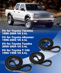 Toyota Drive Belt Kit For Tacoma 1995-2004 4Runner 1996-2002 Tundra 2000-2004 T100 1995-1998 Three Belts No Fuss 4PK1050 4PK1070 4PK870