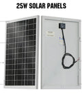 Front and back view of 25W 18V Monocrystalline Solar Panel Waterproof For Charging 12V Batteries In RVs Boats Trailers ATVs And Cars