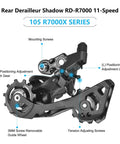 11 Speed Road Bike Derailleur Direct Mount RD R7000 GS Upgrade with smooth gearing and labeled components for easy adjustment.