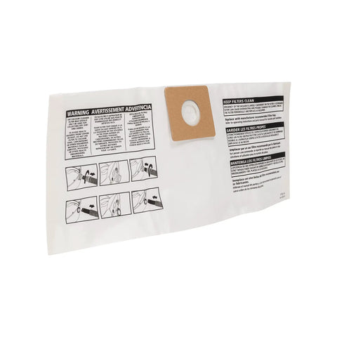 Disposable Filter Bags For 3 Gallon Vacuums Pack Of 3 with installation instructions