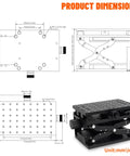 Pro Grade XZ Axis Manual Stage With 50 X 120mm Stroke Sliding Table Rotation And Positioning Platform dimensions diagram