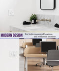 2 Gang White Decorator And Toggle Wall Plate Set, Unbreakable Polycarbonate Construction, in modern home and office settings