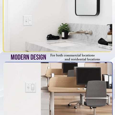 2 Gang White Decorator And Toggle Wall Plate Set, Unbreakable Polycarbonate Construction, in modern home and office settings