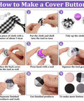 Step-by-step guide for 100 Pack DIY Button Kit With Wire Backs And Tools, Self Cover Fabric Buttons Size 24, 0.59 Inch