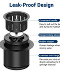 Extended Kitchen Garbage Disposal Flange Kit With Basket Strainer And Drain Stopper showing leak-proof design details