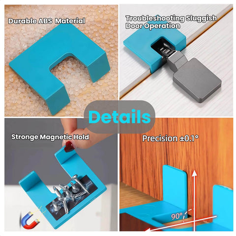 The Easy Hinge Mate Quick Install Hinge Jig With Magnetic Locking For No Drill Door And Cabinet Setup, showing features