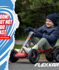 Child riding Foldable 6V Kids Go Kart With Push Start, Space Saving Design, Easy Fold For Quick Storage, Safe 2 MPH Top Speed