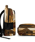 Side view of Tractor Barn Farm Landscape Printed Backpack for unisex everyday use with large capacity durable polyester daypack.