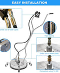 16.5 Inch Pressure Washer Surface Cleaner With 304 Stainless Steel Housing Dual Handles 4500 PSI Driveway Attachment