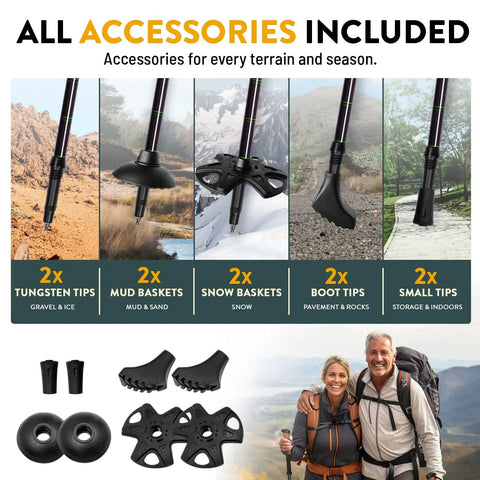 100 Percent Carbon Fiber Trekking Poles For Serious Hikes Lightweight Trail Ready Collapsible Hiking Poles With Cork And EVA Foam Grips accessories