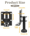 Eight Pack Adjustable Furniture Leveling Feet Set dimensions and size details with 2.2 Inch L Shaped Levelers in black metal.