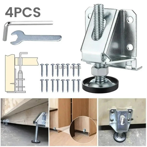 Adjustable Furniture Leveling Feet Set For Sofas Tables Chairs 20Pcs Heavy Duty Leg Levelers With Rotatable Thread Design And Wide Bearing Base To Prevent Scratches And Slippage On Uneven Floors, 4pcs with screws and wrench