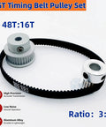 Top Tier 48 Tooth 16 Tooth 2GT Timing Belt Pulley Set With 10mm Bore Fits HTD 3M 5M 8M Belts For High Speed CNC And Smooth Machinery Power Reduction Kits That Will Make Your Build Epic. 48T:16T aluminum pulleys with timing belt