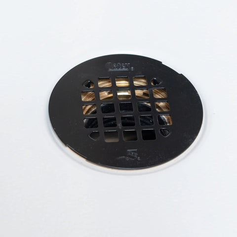 Universal Round Shower Strainer Snap In 4.25 Inch Drain Top Matte Black Finish Keeps Drain Clear And Flowing Freely With Durable Stainless Steel Construction Replacement Strainer To Stop Clogs In The Shower