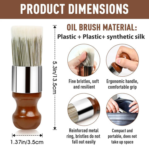 Durable Horsehair Bristle Brush For Gentle Leather And Wood Treatment Straight Up Premium Wax Applicator, ergonomic handle, compact design