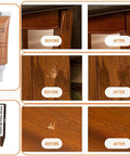 No Sweat Quick Fix Wood Repair Kit Including Six Tone Matching Resin Filler Sticks Compact Scraper And Detail Brushes For Laminate Floors Effortlessly Patches scratches and holes before and after application.