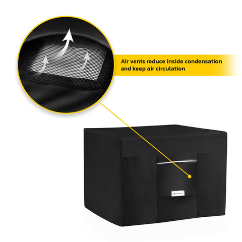 Rugged Outdoor Fire Pit Cover For Rectangular Fire Tables 67L X 37W X 28H Waterproof PVC Coated with air vents detail