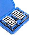 Pair Of 1 X 2 X 3 Inch Machinist Block Set With Screws, 23 Holes, One In Ten Thousandth Precision For Shop Use, Pro Grade, Durable High Hardness Steel