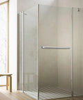 Knockout Finish Single Sided Shower Door Handle In Brushed Nickel, mounted on 24 inch glass doors with modern design.