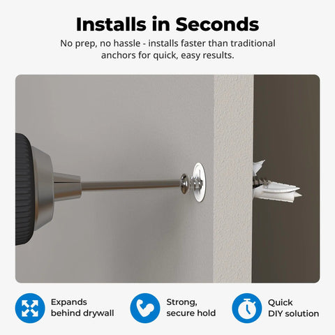 Self Drilling Drywall Anchors With Screws Kit No Pre Drill Needed Anti Spin Grip For Secure Mounts 100 Pack installation