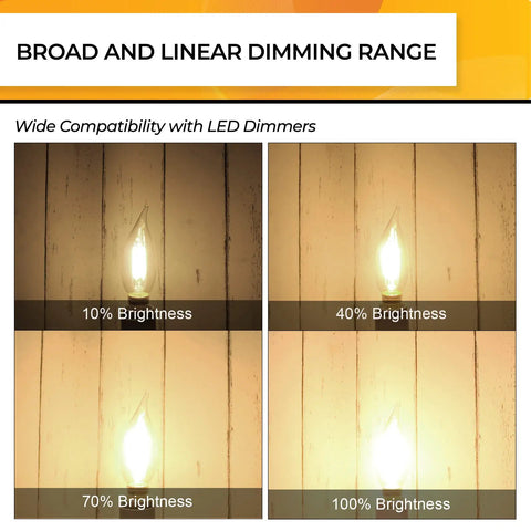 25 Watt E12 LED Candle Bulbs Dimmable 2700K Soft Warm White CA10 Flame Tip Chandelier Light Bulbs 90 Plus CRI 200 Lumens