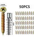 Heavy Duty Hollow Wall Expansion Screw Kit With Self Tapping Anchors For Quick No Drill Mounts In Cabinets TVs Curtains Paintings And Wall Panels 6mm And 8mm Options Secure Easy Install, 50pcs 8mm carbon steel anchors