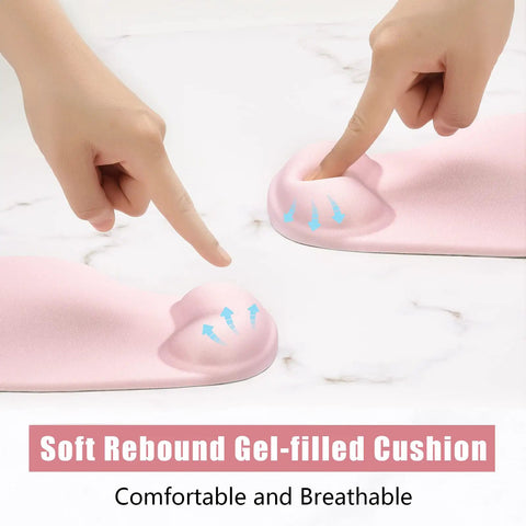 Ergonomic Gel Wrist Rest Mouse Pad With Non Slip PU Base Memory Foam Comfort For Pain Relief Super Comfy Pink Desk Pad