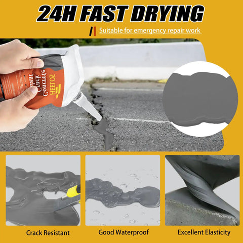 9 Pack Concrete Crack Filler Sealant Kit Pro Grade Heavy Duty Weatherproof Caulking Glue with elastic formula in use on asphalt