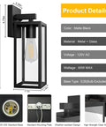 Slick Matte Black Outdoor Wall Sconce With Clear Glass And Rock Solid Frame For Front Door waterproof porch lantern side view dimensions