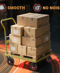 Rugged 6 Inch Heavy Duty Caster Wheels Set Of Four With Knockdown Brakes on a cart with boxes, featuring smooth and quiet movement.