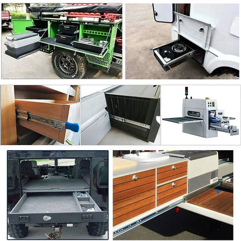 Heavy Duty Telescopic Drawer Slides With Secure Lock Full Extension Ball Bearing Side Mount Hardware Pair Of High Capacity Zero Hassle Smooth Gliding System Quick Install For Shops And Furniture in various applications.