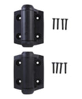 TruClose Narrow Spring Hinges 2-Pack Self-Closing Gate Hardware In Black Polymer with screws, for metal gates.