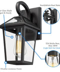 Outdoor Wall Light Fixtures Decked Out Set of 2 Waterproof Exterior Lanterns with Glass Shades Matte Black Sconce features