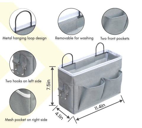 Two Pack Wall Hanging Organizer Bags With Linen Fabric Door Hanging Storage Baskets With Pockets Waterproof Durable Organizer Bin for kitchen, bedroom, office, and RV.