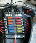 Must Have Auto Fuse Kit With Mini Blade Fuses 5A To 30A, 600 Pieces Assortment shown installed with fuse box