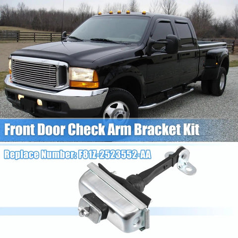 Beefed Up Door Check Strap For F650 And F750 Front Doors Fits 2000 To 2003 And 2015 To 2019 with truck in background