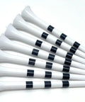 Three And A Quarter Inch White Golf Tees With Black Stripes Pack Of 50 Durable Plastic Tees With Six Prong Cup For Easy Depth Placement