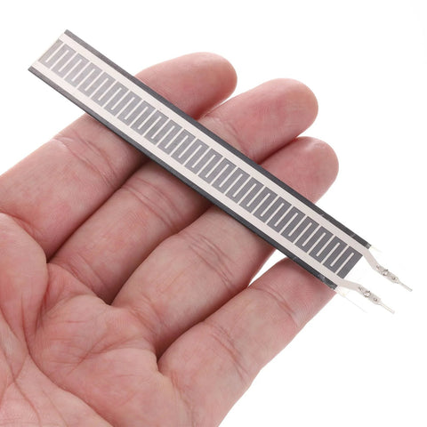 Two-pack MECCANIXITY FSR408 thin-film pressure sensor strip with interdigitated electrodes and two leads.