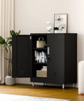 Lockable Metal Storage Cabinet With Locking Doors And Adjustable Shelves Durable Black Steel Closet For Home Office Garage Pantry Living Room 4 Keys Included And Door Stops For Quiet And Quick Access