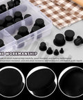 Rock Solid 100Pcs Silicone Hole Plugs Assortment Kit With 7 Sizes For Powder Coating And Plating Jobs High Temp Waterproof Stopper T-Shaped Seals In Black To Keep Your Holes Gapping Safe, assorted black silicone plugs in storage box