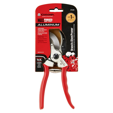 Go-To MaxForged 1-Inch Bypass Pruner With Forged Steel Blade And Replaceable Edge Non-Slip Comfort Grip in packaging