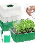 5 Pack Seed Starter Trays With Humidity Domes And Base, Germination Kit For Vegetables, Flowers, And Bonsai, Includes Plant Labels