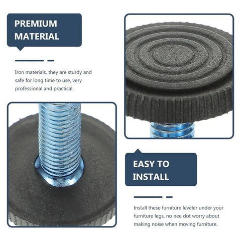 Close-up of Threaded Leveling Feet M6 Cup Glides For Furniture, showing anti-slip base and premium material details.