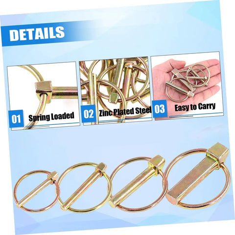 Heavy Duty Lynch Pin Locks Assortment Kit For Farm Tractors Trailers Mowers And Trucks Carbon Steel Pins With Zinc Plating For Rust Resistance Easy Quick Release Pin Fasteners For Farm Equipment And Outdoor Gear, spring loaded zinc-plated steel pins