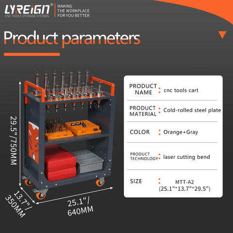 Smooth Rolling Heavy Duty Tool Cart, Multi Function Workshop Organizer Station with Cold Rolled Steel Build, 25.1x13.7x29.5 inch size.