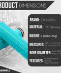 Lock-On MTB Grips For Mountain Bike BMX And E-Bike, Non-Slip Shock Absorbing 22.2mm Handlebar Grips In Sky Blue with product dimensions and features.