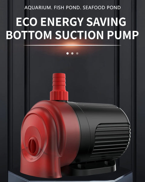 Submersible Water Pump For Aquarium Fish Tank And Hydroponics, Ultra Quiet 28dB Operation, shown with red and black design.